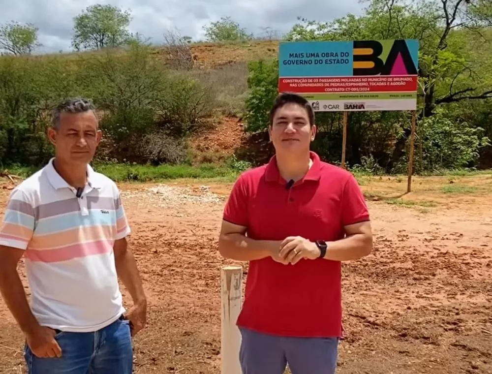 Brumado: Guilherme Bonfim e vereador eleito Aroldo Meira celebram conclusão de passagem molhada em Algodões