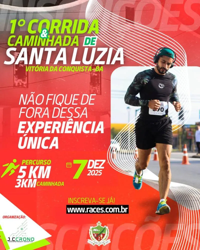 Corrida e Caminhada de Santa Luzia 2025 serão realizadas em dezembro em Vitória da Conquista