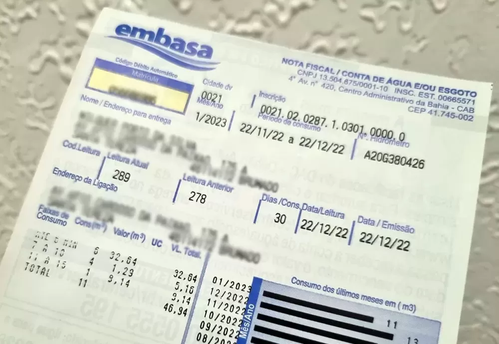 Conta de água terá reajuste de 11,73%