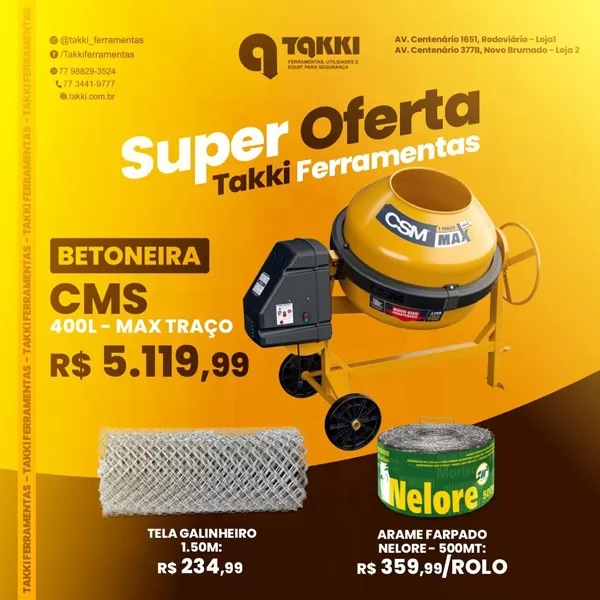 Brumado: Super Ofertas na Takki Ferramentas