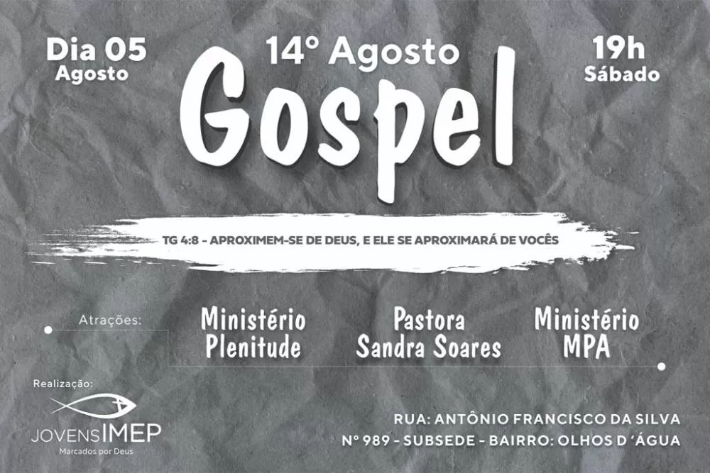 14º Agosto Gospel: Uma celebração de fé e louvor começa neste sábado (05), em Brumado