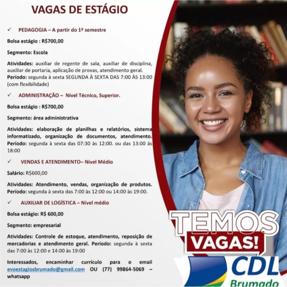 Oportunidades de Estágio Disponíveis em Brumado: Pedagogia, Administração, Vendas e Mais
