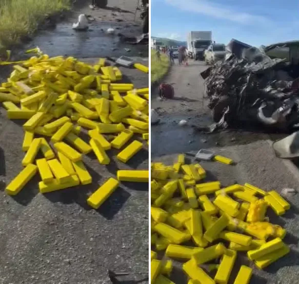 Motorista morre em colisão frontal com ônibus enquanto transportava 198 tabletes de maconha no sudoeste da Bahia