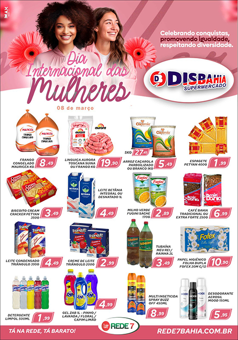 Ofertas do Dia Internacional das Mulheres do Disbahia Supermercado