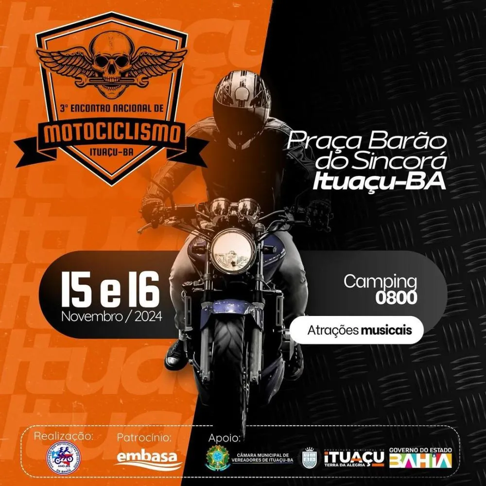 3º Encontro Nacional de Motociclismo de Ituaçu acontece em novembro