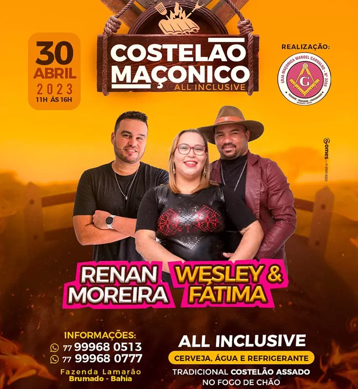 Costelão Maçônico promete movimentar  Brumado neste domingo (30); adquira seu ingresso