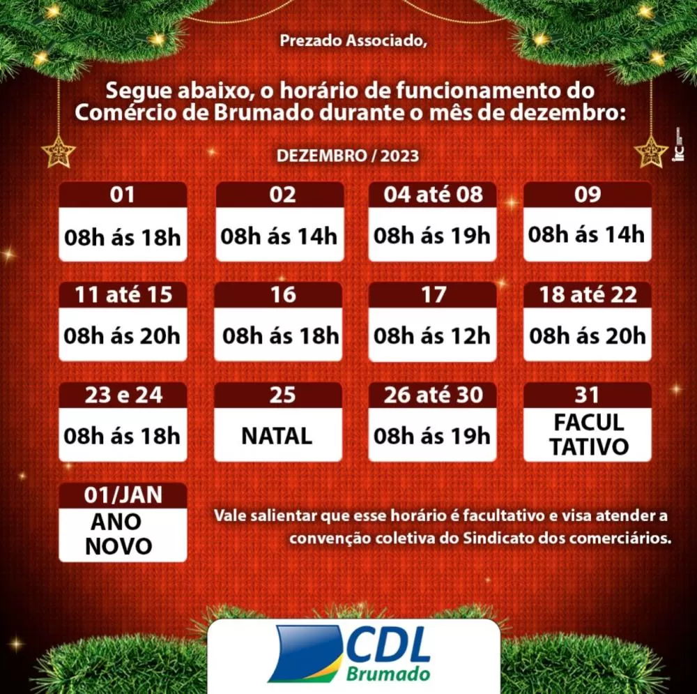 Brumado: Não deixe as compras para última hora; aproveite o horário especial de Natal e faça suas compras
