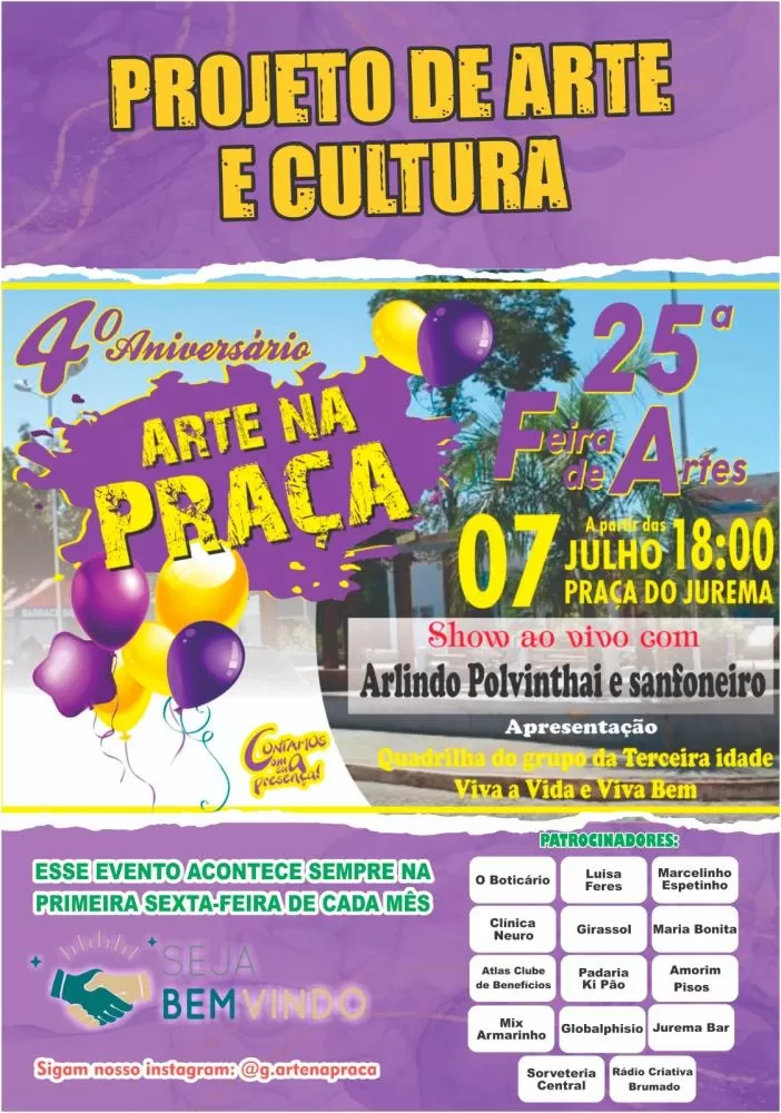 Arte na Praça celebra 4º aniversário com evento cultural em Brumado