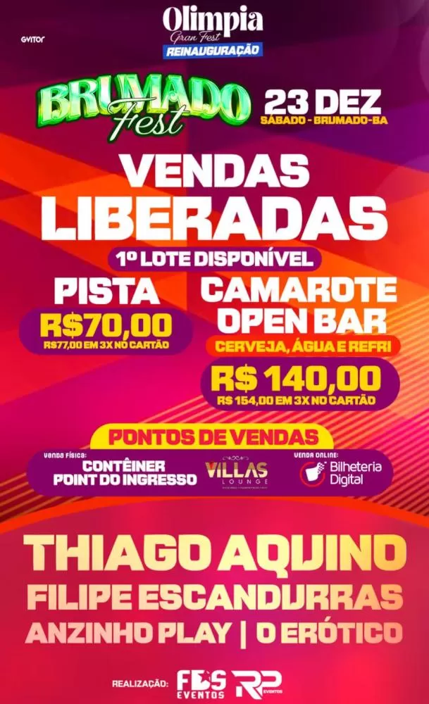 Imperdível! Primeiro lote de ingressos para o Brumado Fest 2023 já à venda