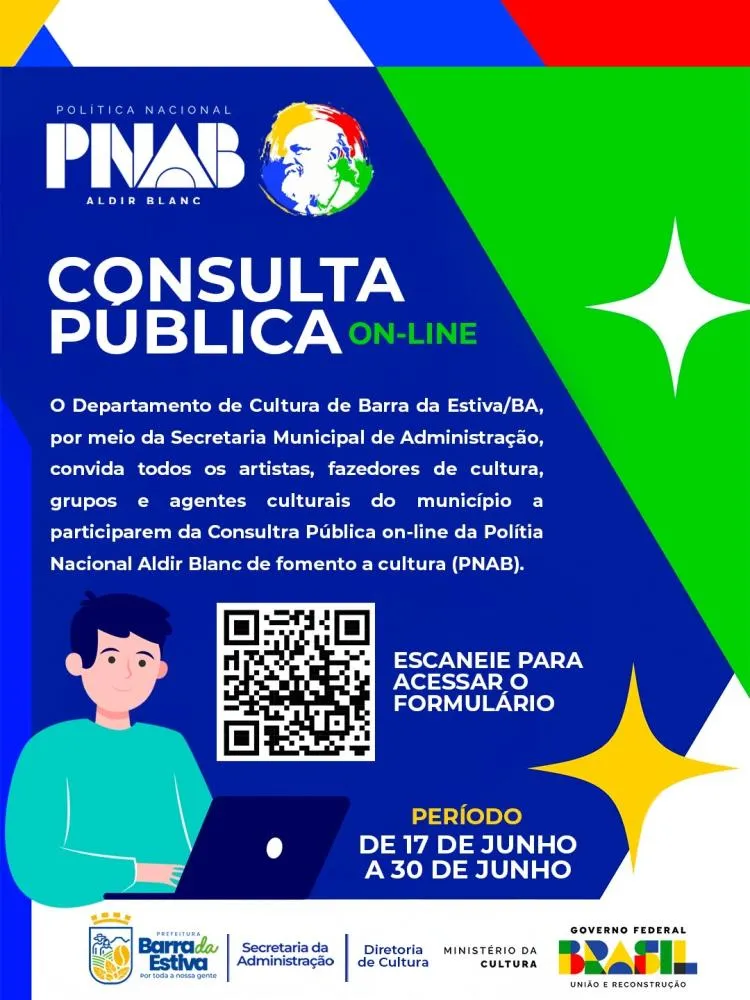 Departamento de Cultura de Barra da Estiva lança consulta pública online sobre aplicação da Política Nacional Aldir Blanc
