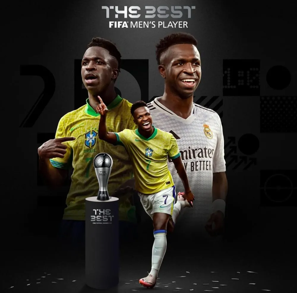 Vini Jr. é eleito o melhor jogador do mundo no prêmio Fifa The Best 2024