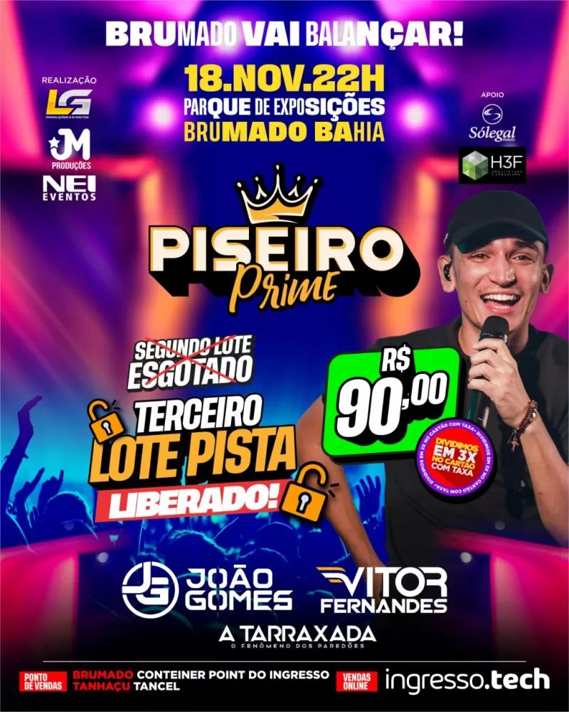 Brumado: Nesta sexta (18) tem o Piseiro Prime no Parque de Exposições