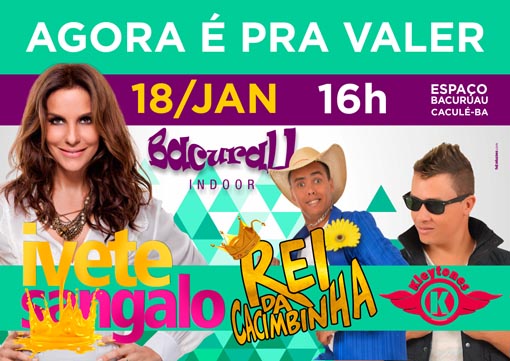 Troca dos ingressos do show de Ivete Sangalo em Caculé se iniciará no próximo dia 02/12