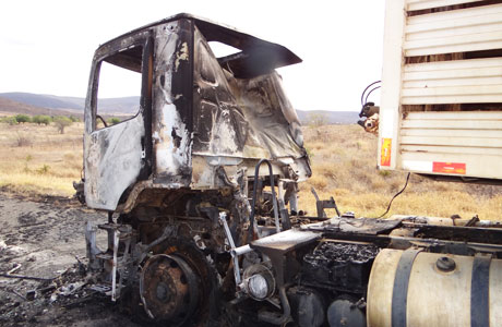 BA-262: Caminhão Boiadeiro da JBS-Friboi pega fogo em Brumado