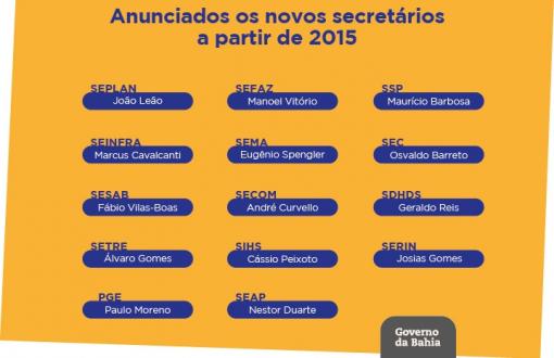 Bahia: Anunciados nomes de 14 secretários de Estado para a próxima gestão