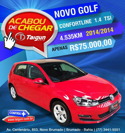 Brumado: Acaba de chegar na Taigun Auto - Novo Golf 1.4 TSI