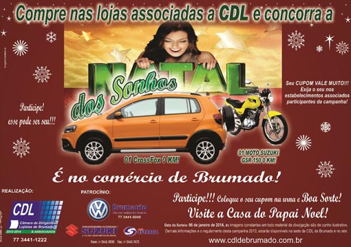 Brumado: últimos dias para você comprar nas lojas associadas a CDL e concorrer um Cross Fox e uma moto