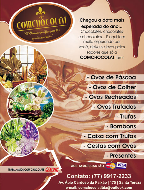 Brumado: Venha conferir as delícias que a Comchocolat preparou para a Páscoa 