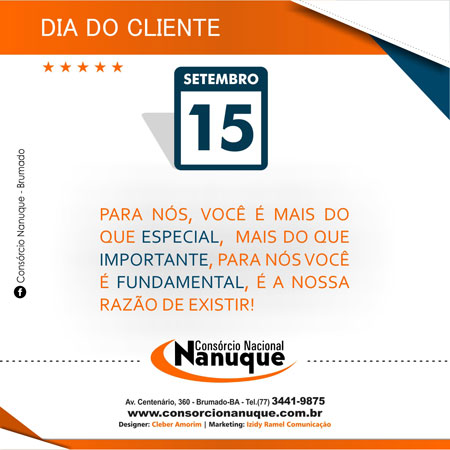Consórcio Nacional Nanuque  parabeniza todos os seus clientes