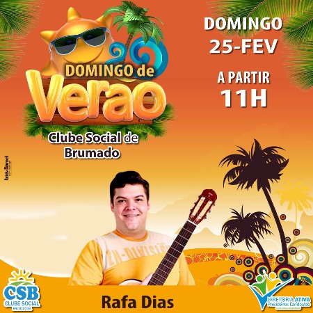 Clube Social de Brumado: neste domingo (25) tem 'Domingo de Verão' com Rafa Dias