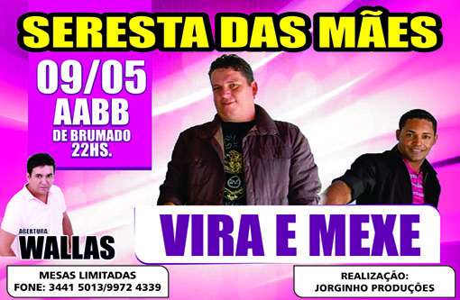 Dia das Mães é na AABB com a Banda Vira e Mexe