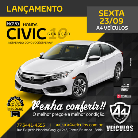Brumado: venha conhecer o novo Honda Civic na A4 Veículos