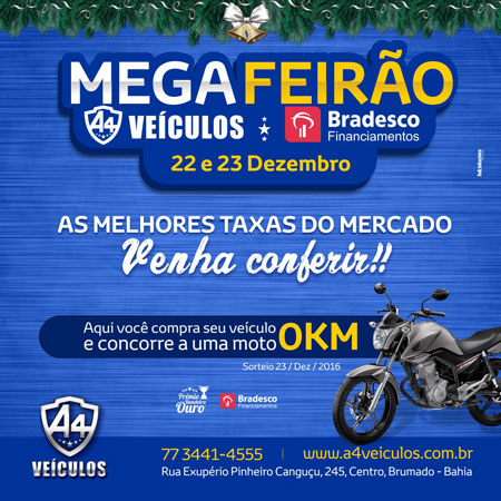 Nesta quinta (22) e sexta (23) tem o 'Mega Feirão da A4 Veículos'