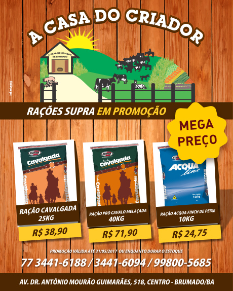 A Casa do Criador: preço promocional para rações Cavalgada e ração Pro Cavalo Melaçada