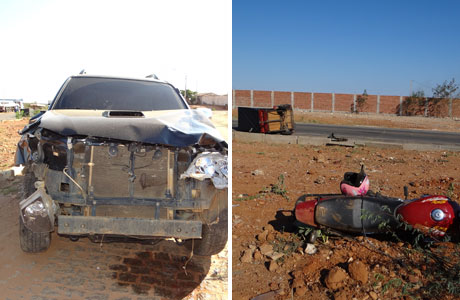 Brumado: Hilux colide com moto no anel viário