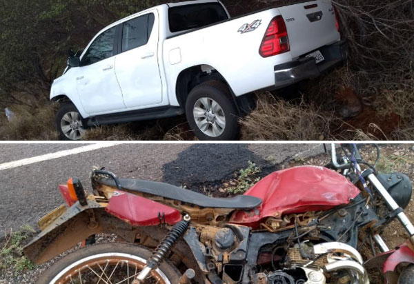 Motociclista morre após ser atropelado por Hilux na BA-148, em Dom Basílio