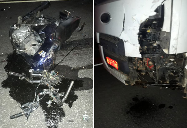Homem morre após colisão entre moto e caminhão na BA-262