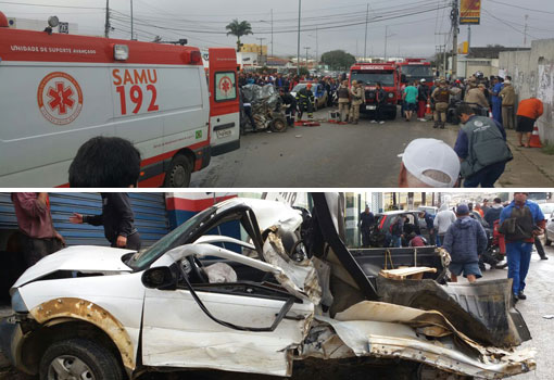 Conquista: Caminhão desgovernado provoca grave acidente  e deixa vítimas presas às ferragens