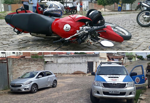 Brumado: carro e moto se envolvem em acidente no Bairro do Tanque