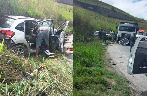 Conquista: Caminhão e automóvel colidem na Serra do Marçal