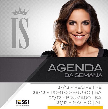 Ivete Sangalo anuncia agenda pelo Instagram, show em Brumado é no Domingo (29)