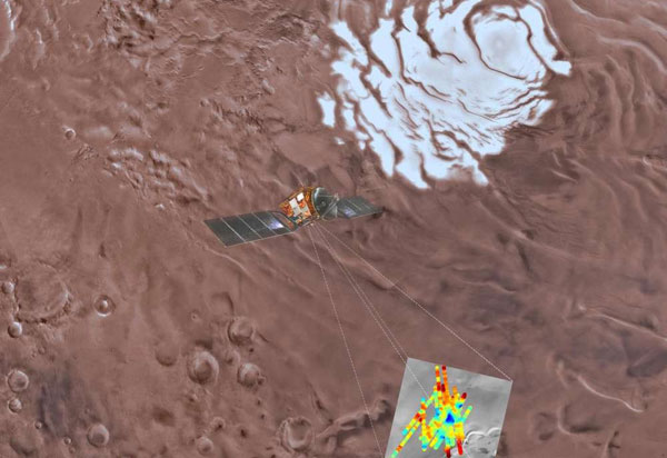 Cientistas encontram vasto reservatório de água localizado próximo ao polo sul do planeta Marte