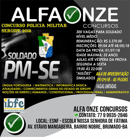 Alfa Onze Concursos lança curso preparatório para Policia Militar De Sergipe