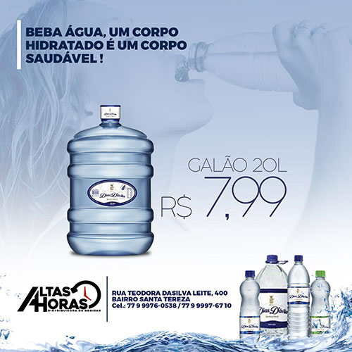 Altas Horas distribuidora: Água Mineral 20 litros R$ 7,99