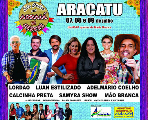 Confira a programação de apresentação das bandas no São Pedro de Aracatu