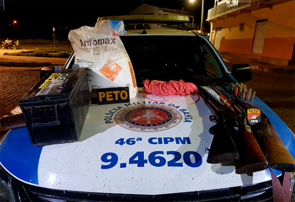 Polícia Militar detém indivíduos por porte ilegal de armas e posse de explosivo na zona rural de Livramento