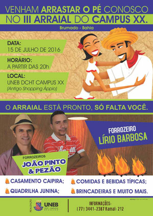 Brumado: Nesta sexta (15) tem o 3º Arraial Cultural do Campus XX da UNEB