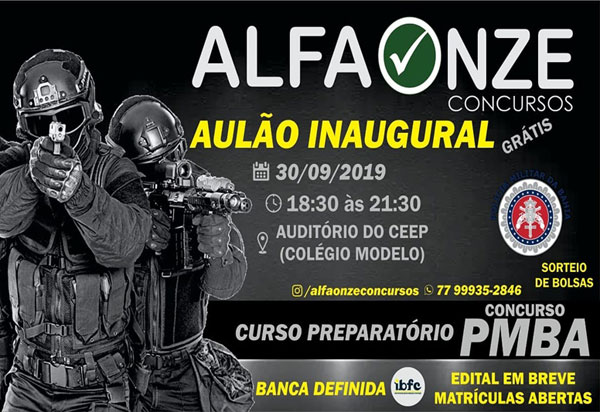 Brumado: participe do aulão inaugural gratuito para o Curso Preparatório destinado ao Concurso PM-BA