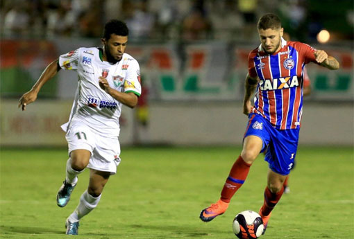 Bahia leva gol no fim e fica só no 1 a 1 com o Flu de Feira