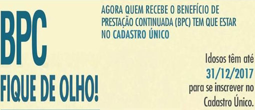 Brumado: Idosos beneficiários do BPC têm até o dia 31 de dezembro para inserção no Cadastro Único