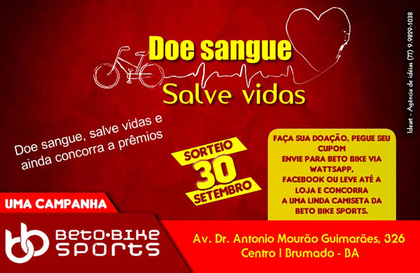 Beto Bike Sports lança campanha 'Doe Sangue, salve vidas'