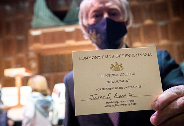 Colégio Eleitoral confirma vitória de Biden nos EUA