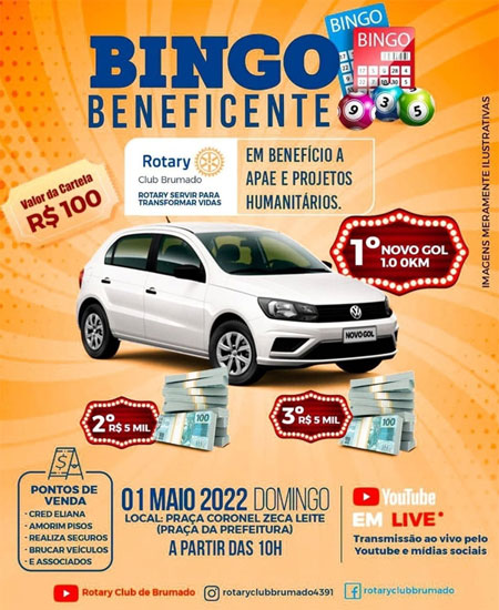 Brumado: Bingo Beneficente em prol da da Apae e projetos humanitário acontece neste domingo 1º
