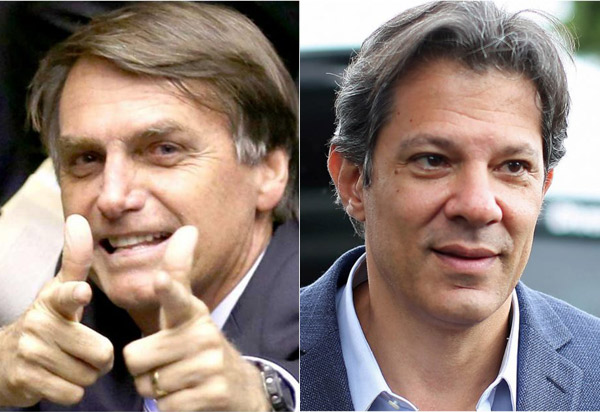 Pesquisa Vox Populi: Bolsonaro tem 44% das intenções de voto e Haddad 39%