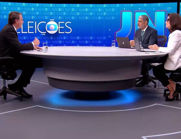 Jair Bolsonaro foi entrevistado ao vivo por William Bonner e Renata Vasconcellos no JN