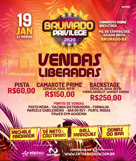 Brumado Privilege 2020: ingressos à venda nos postos autorizados